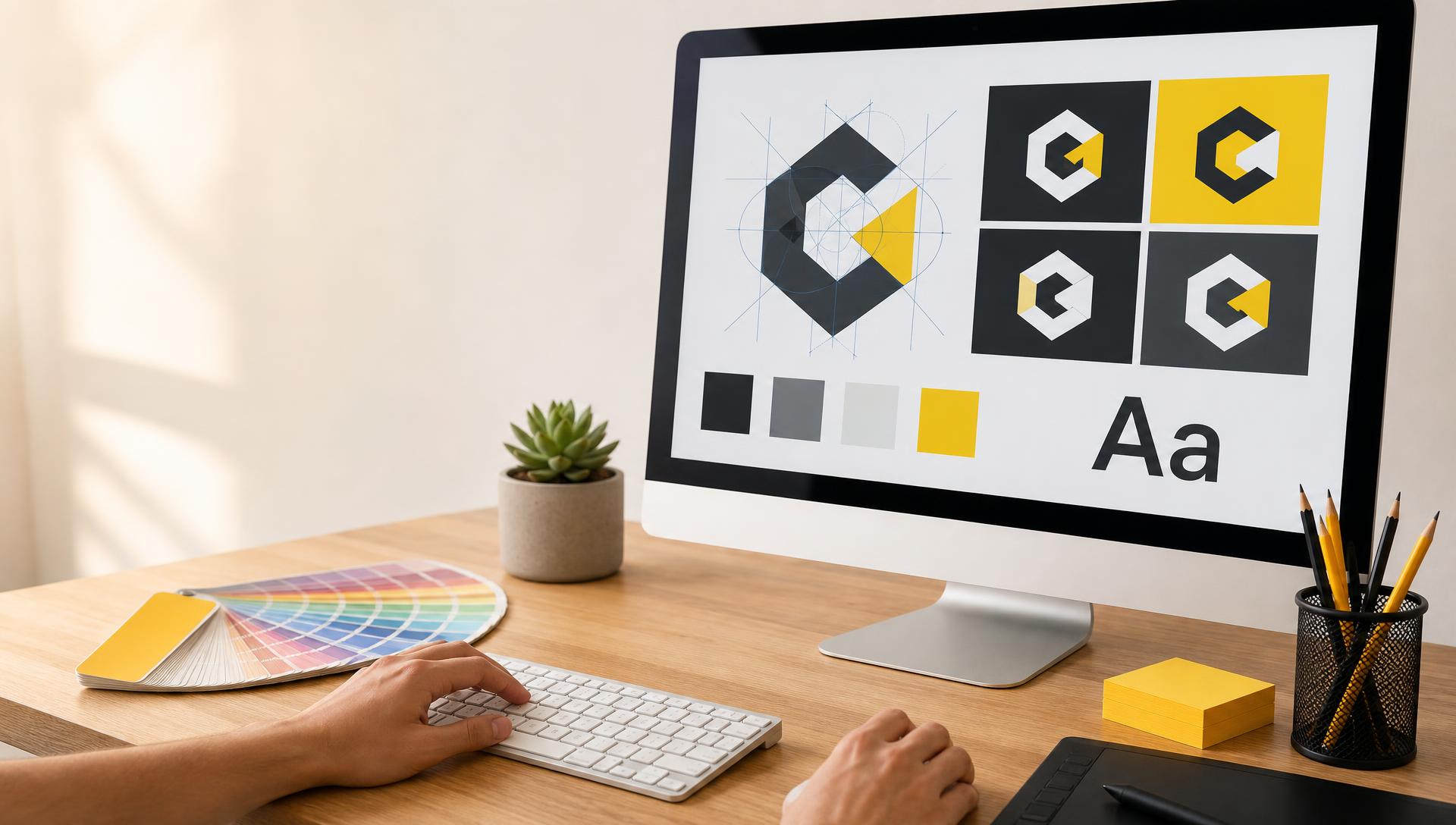 Estudio de diseño gráfico Maximizarte: manos trabajando en un proceso de branding